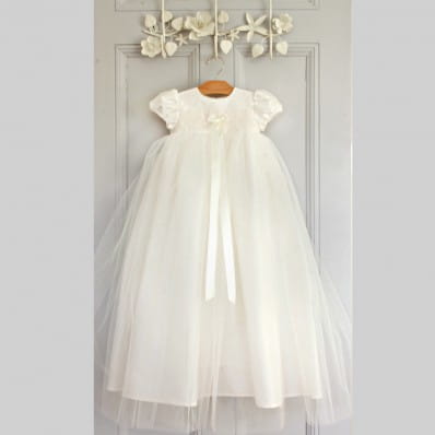 Blessing gown with lace and tulle