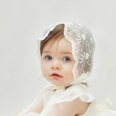 Lace christening bonnet