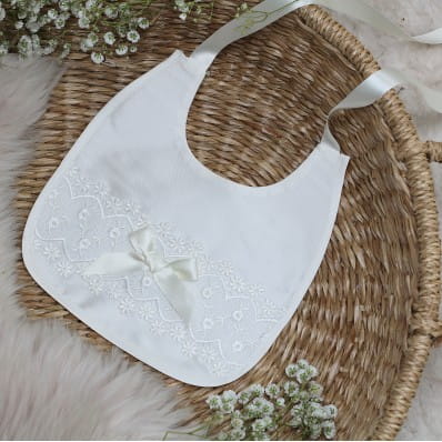 Lucy silk and lace baptism bib